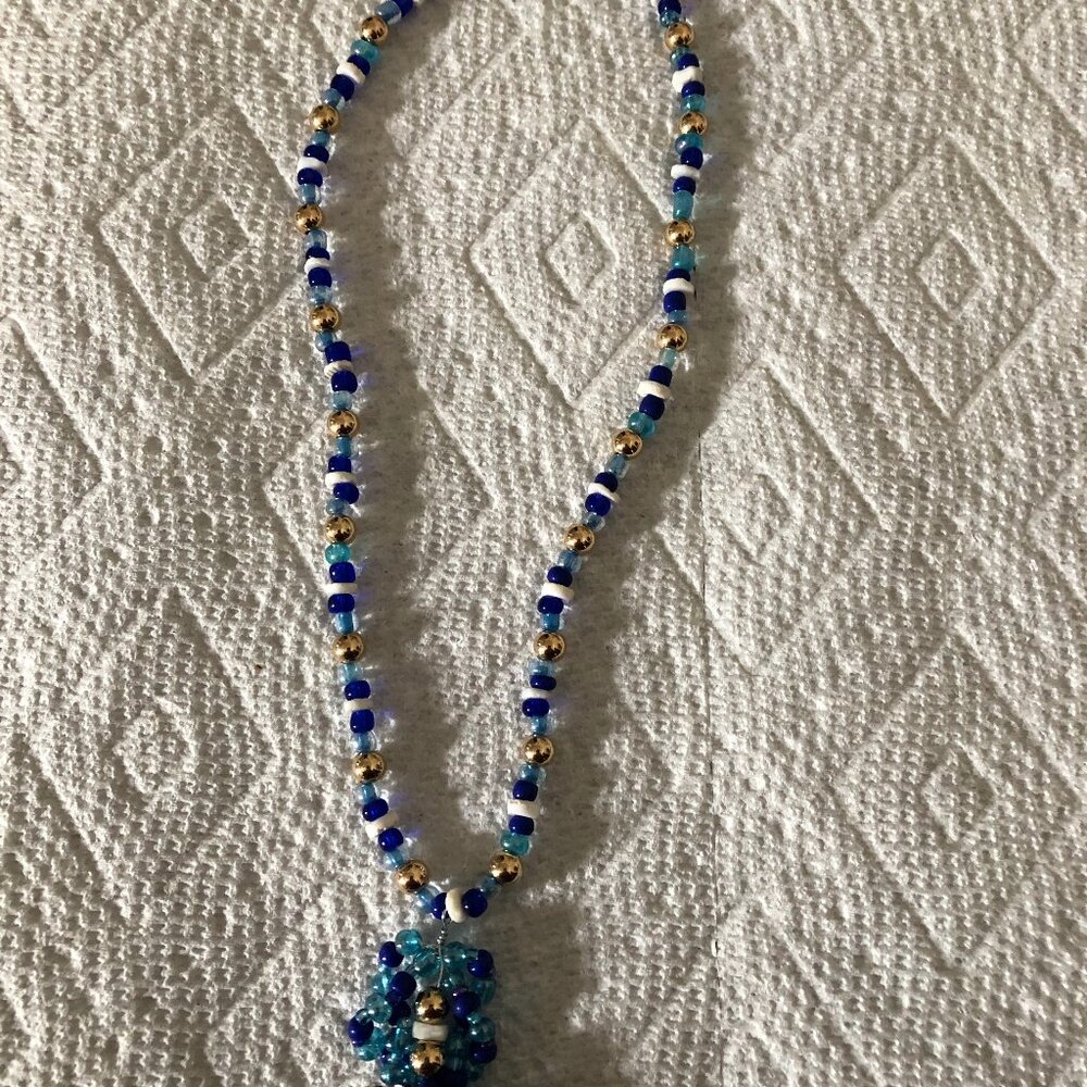 Hand beaded necklace women's girl's 17" long